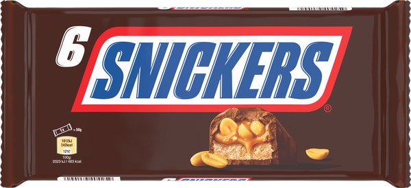 SNICKERS barre chocolat, caramel et cacahuètes - Multipack 6x50g