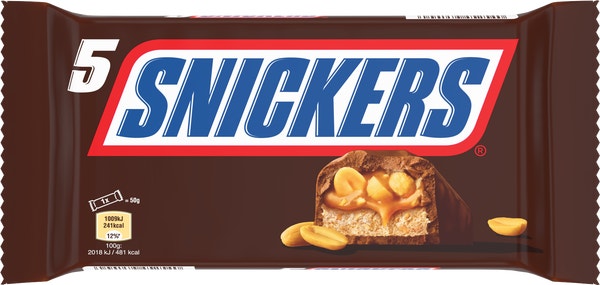 SNICKERS barre chocolat, caramel et cacahuètes - Multipack 5x50g