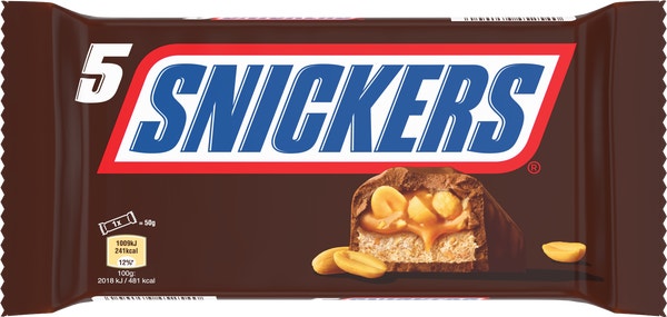 SNICKERS barre chocolat, caramel et cacahuètes - Multipack 5x50g