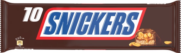 SNICKERS barre chocolat, caramel et cacahuètes - Multipack 10x50g
