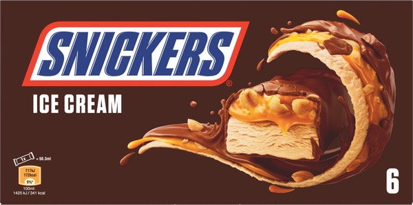 SNICKERS barre glacée caramel et cacahuètes x6 - 274g